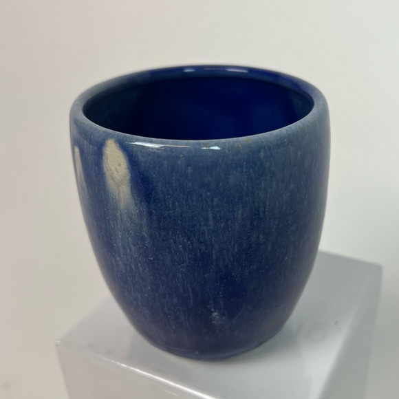 Handmade Cobalt Blue Ceramic pottery cup with small  Healing Hand stamp Signed - Picture 7 of 13